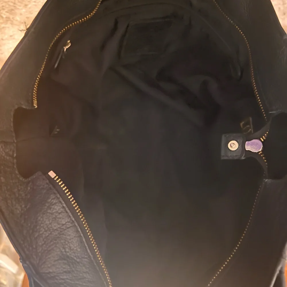 Coach 57107 Black Leather Turnlock Silver Chain Strap Tote Bag - Picture 10 of 13